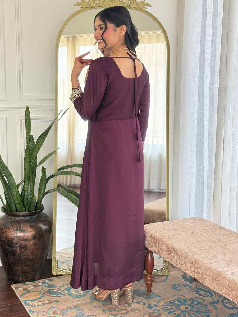 Purple Vichitra Silk Embroidered Party Wedding Ready Pant Salwar Kameez