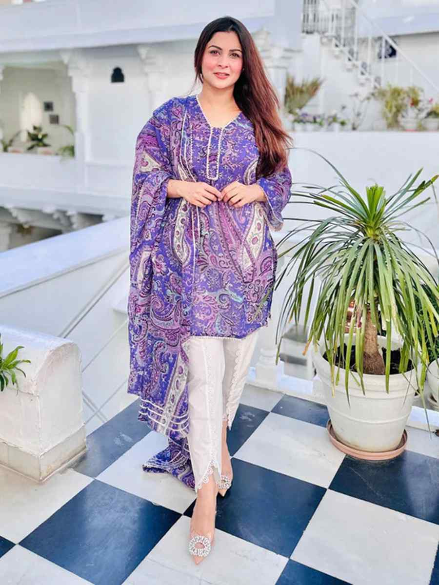 Purple Viscose Embroidered Festival Mehendi Ready Pant Salwar Kameez