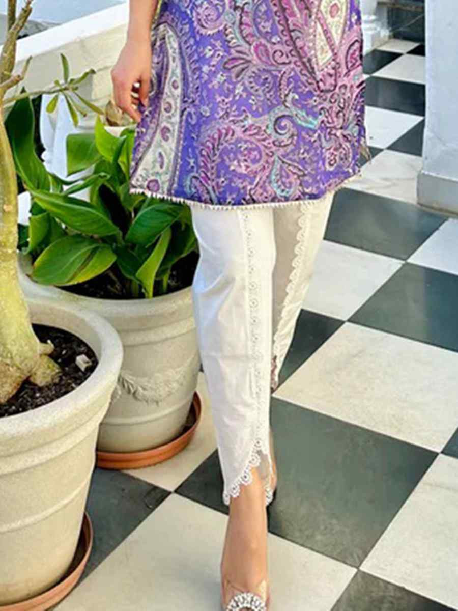 Purple Viscose Embroidered Festival Mehendi Ready Pant Salwar Kameez