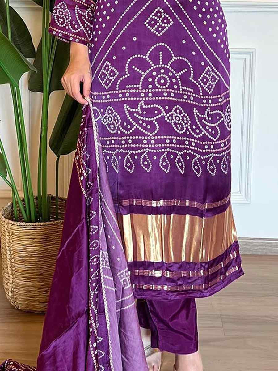 Purple Viscose Embroidered Party Wedding Ready Pant Salwar Kameez