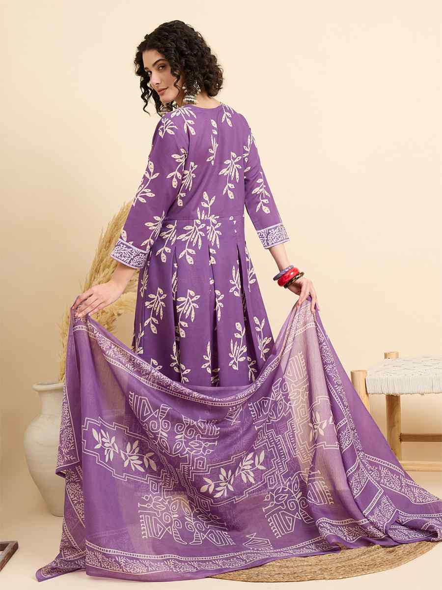 Purple Viscose Printed Festival Casual Ready Pant Salwar Kameez