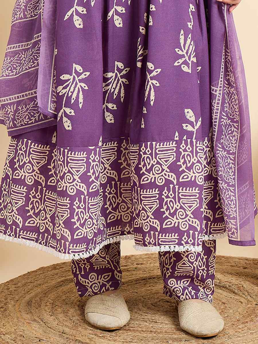 Purple Viscose Printed Festival Casual Ready Pant Salwar Kameez