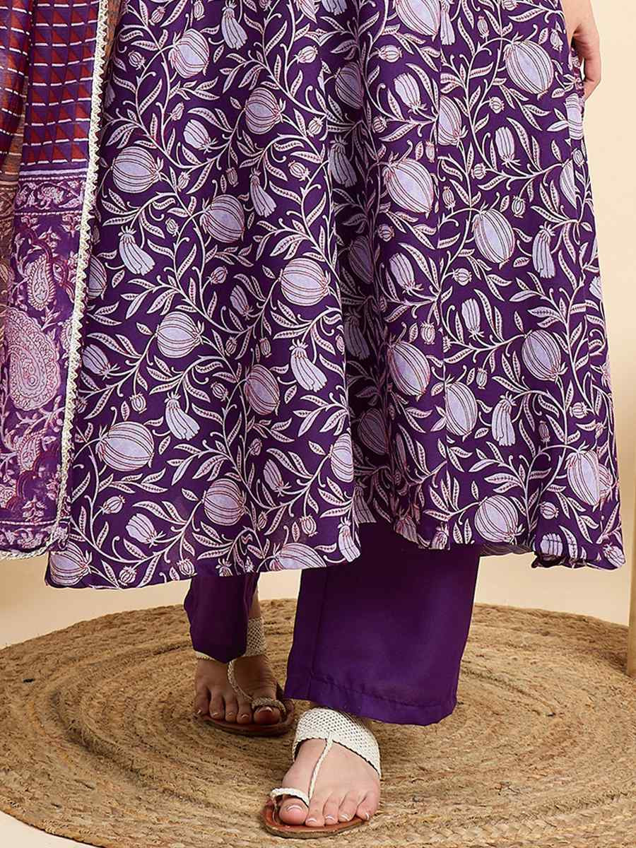 Purple Viscose Printed Festival Casual Ready Pant Salwar Kameez