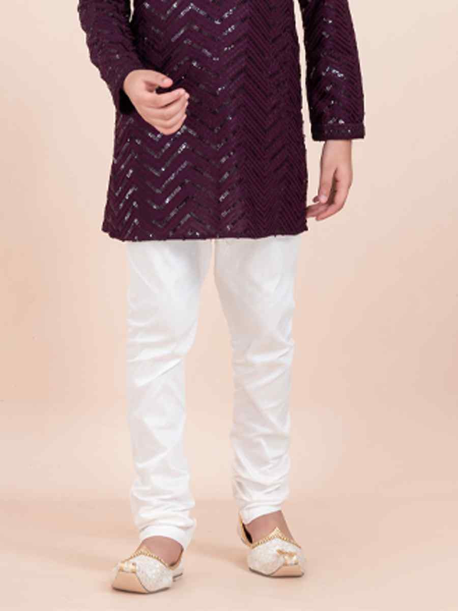 Purple Viscose RayonEmbroidered Festival Traditional Kurta Pyjama Boys Wear