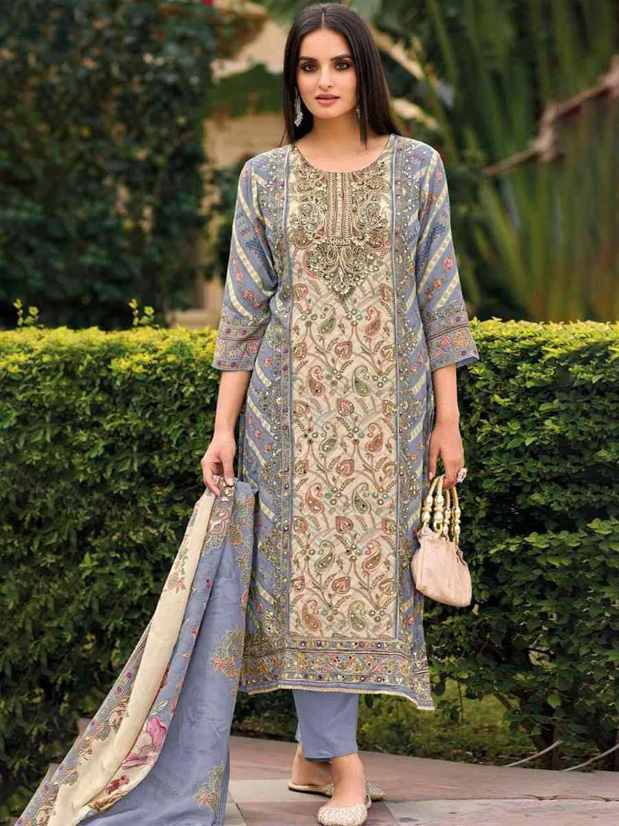 Purple Viscouse Embroidered Festival Wedding Pant Salwar Kameez
