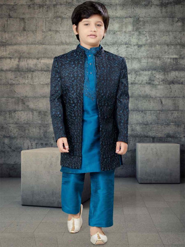 Rama Art Silk Printed Festival Traditional Kurta Pyjama Boys Wear