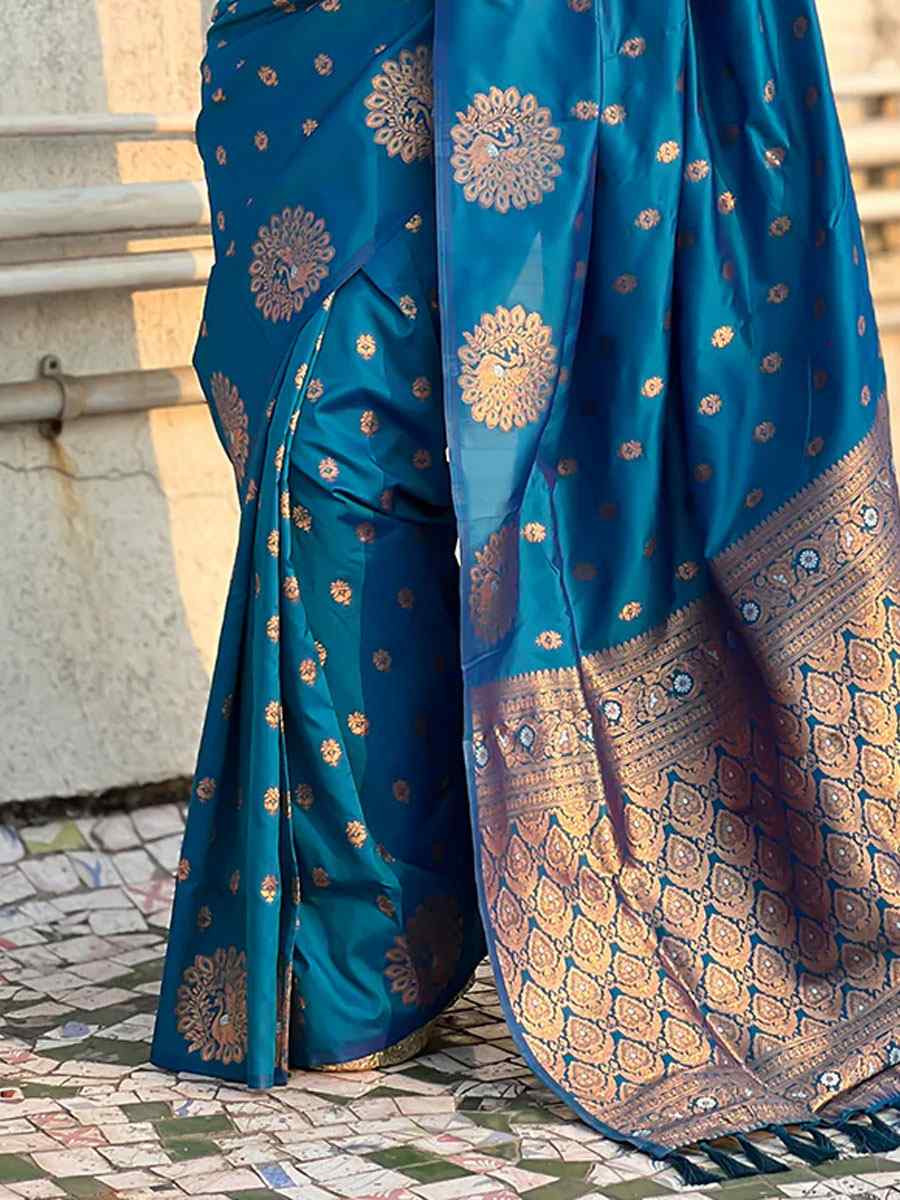 Rama Banarasi Silk Handwoven Festival Wedding Fancy Heavy Border Saree