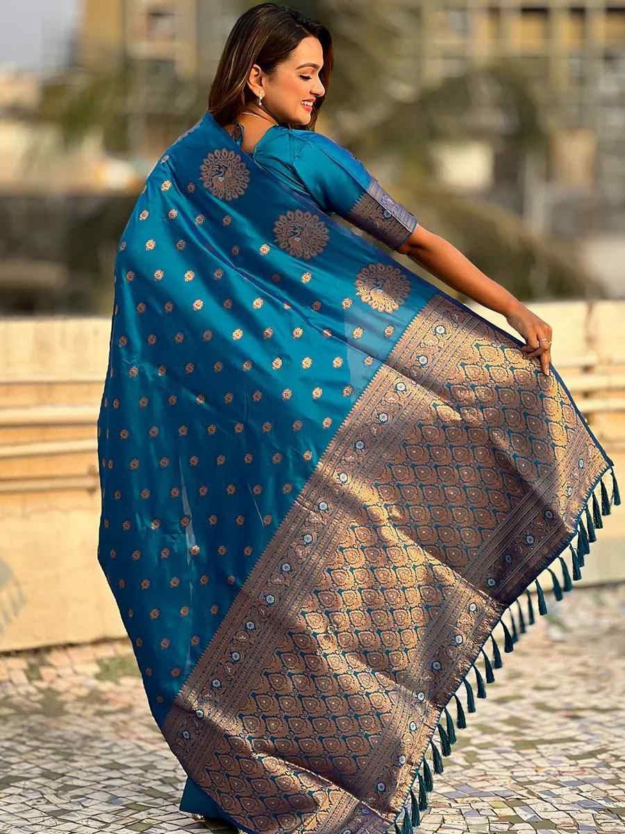 Rama Banarasi Silk Handwoven Festival Wedding Fancy Heavy Border Saree