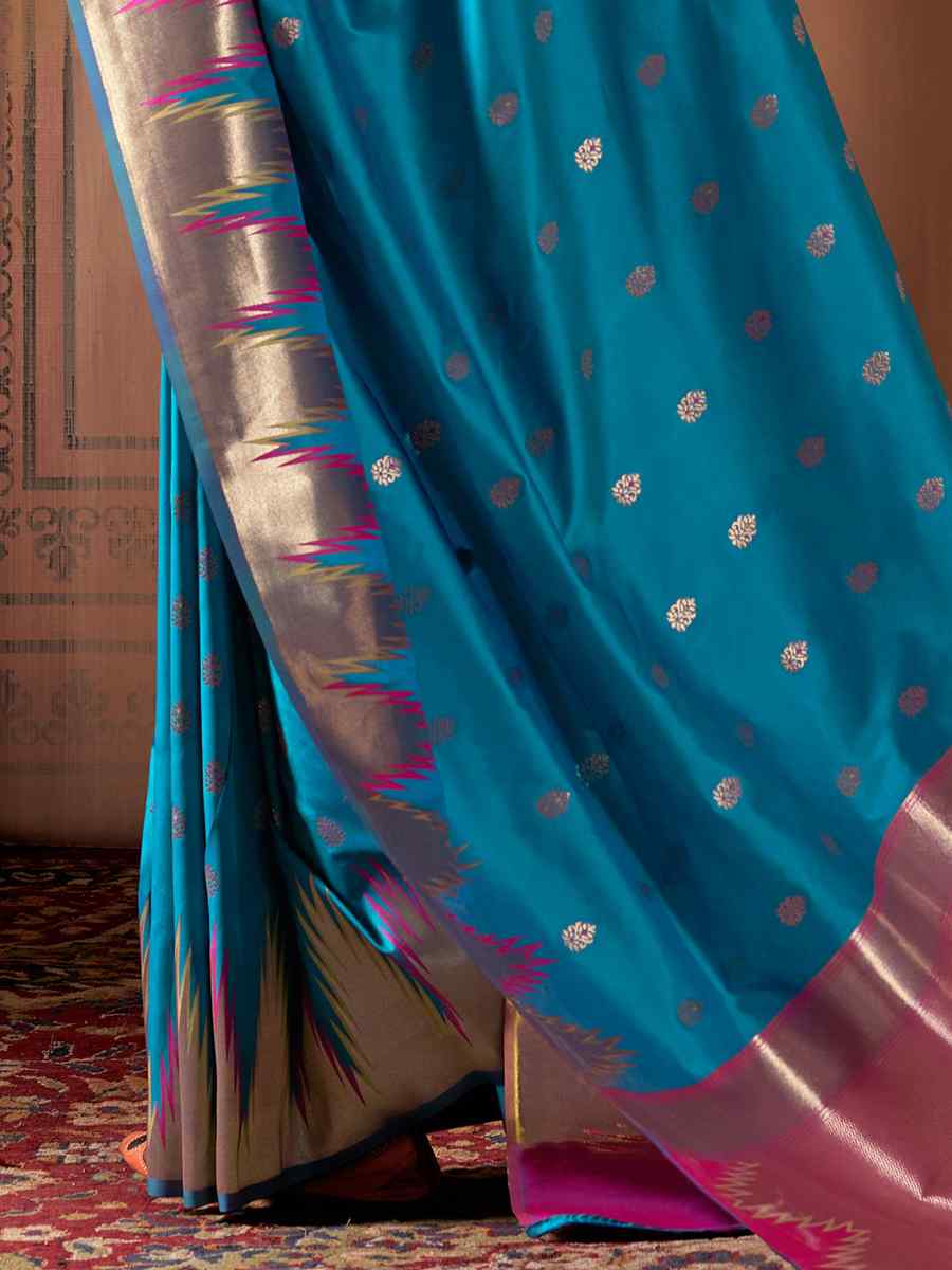 Rama Banarasi Silk Handwoven Wedding Festival Heavy Border Saree