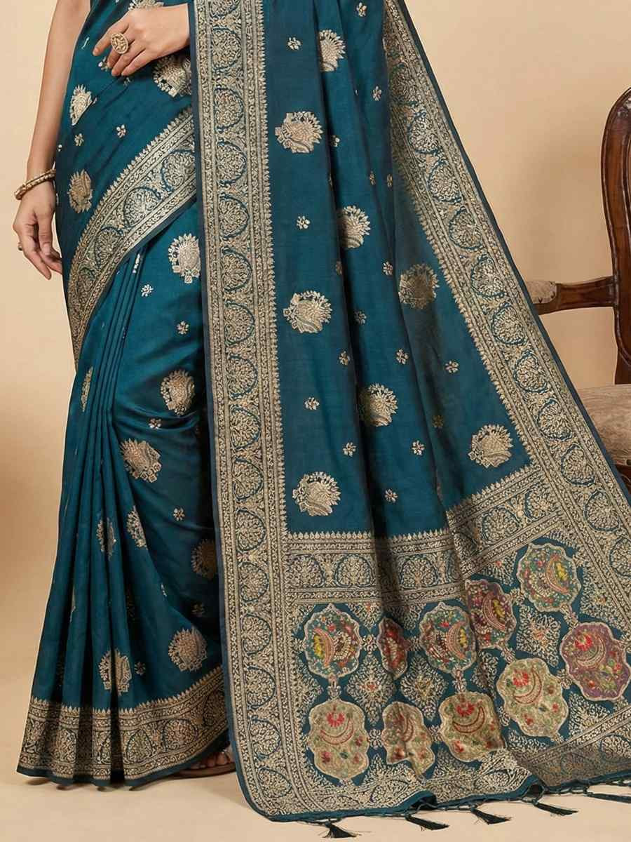Rama Banarasi Soft Silk Zari Handwoven Casual Reception Festival Wedding Fancy Classic Style Sarees
