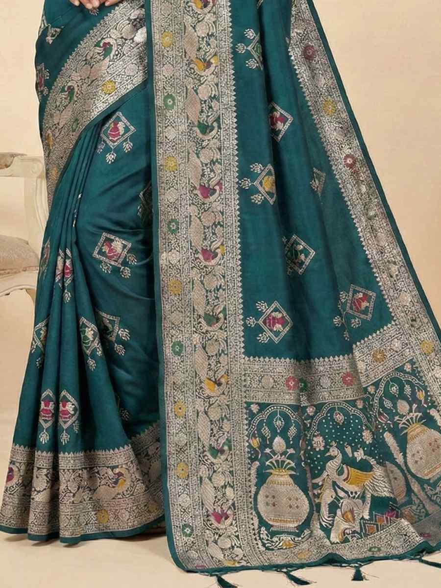 Rama Banarasi Soft Silk Zari Handwoven Casual Reception Festival Wedding Fancy Classic Style Sarees