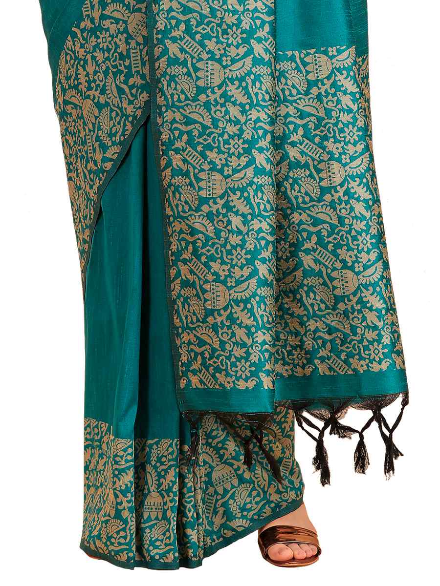 Rama Banglori Raw Silk Handwoven Wedding Festival Heavy Border Saree