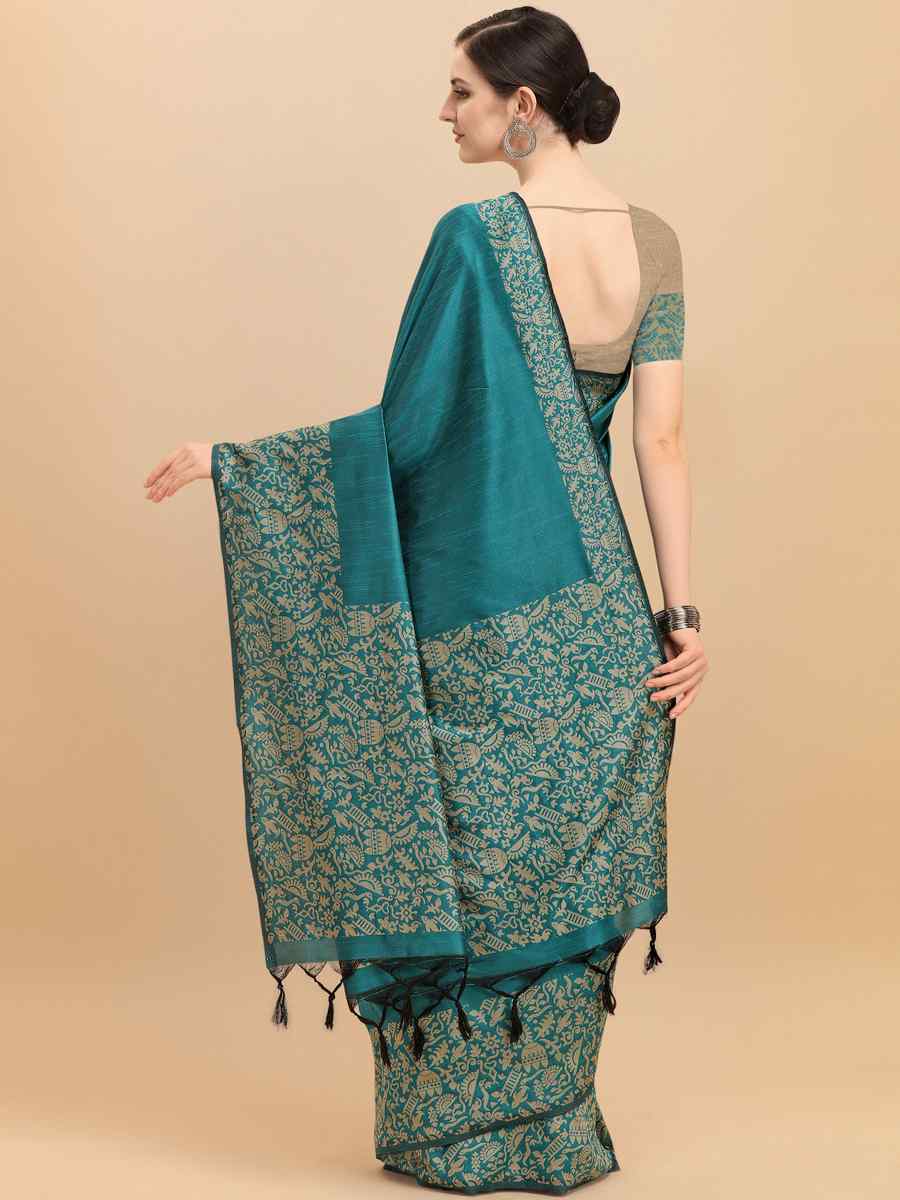 Rama Banglori Raw Silk Handwoven Wedding Festival Heavy Border Saree