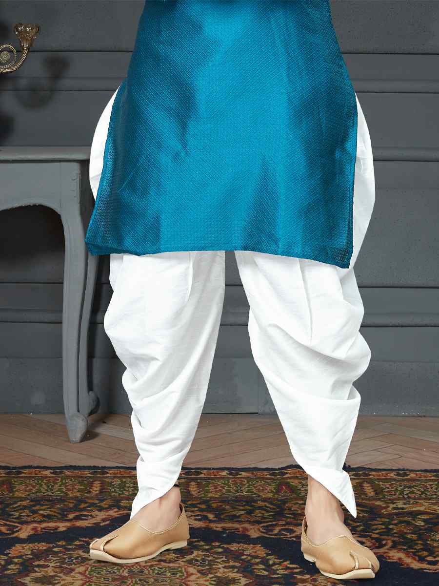 Rama Blue Silk Woven Festival Kurta