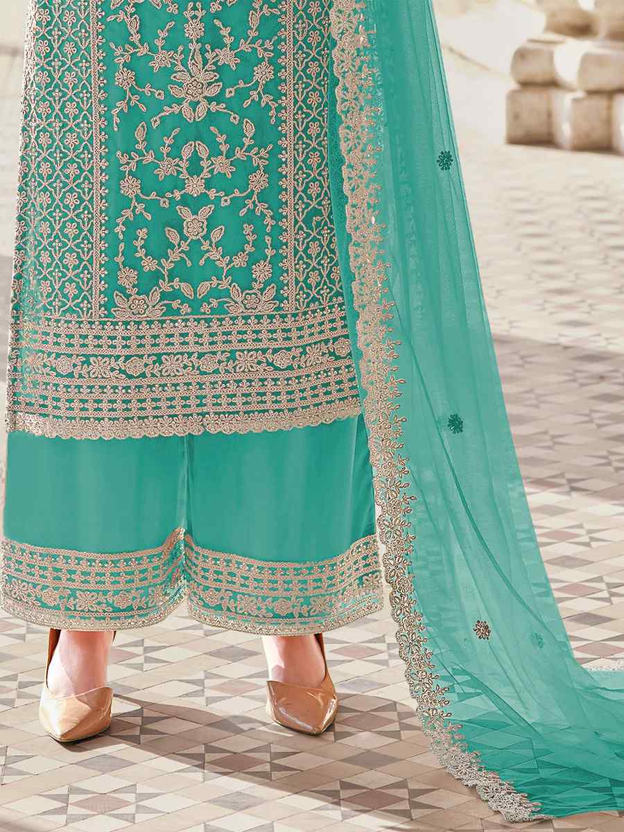 Rama Buterfly Net Embroidered Wedding Festival Pant Salwar Kameez