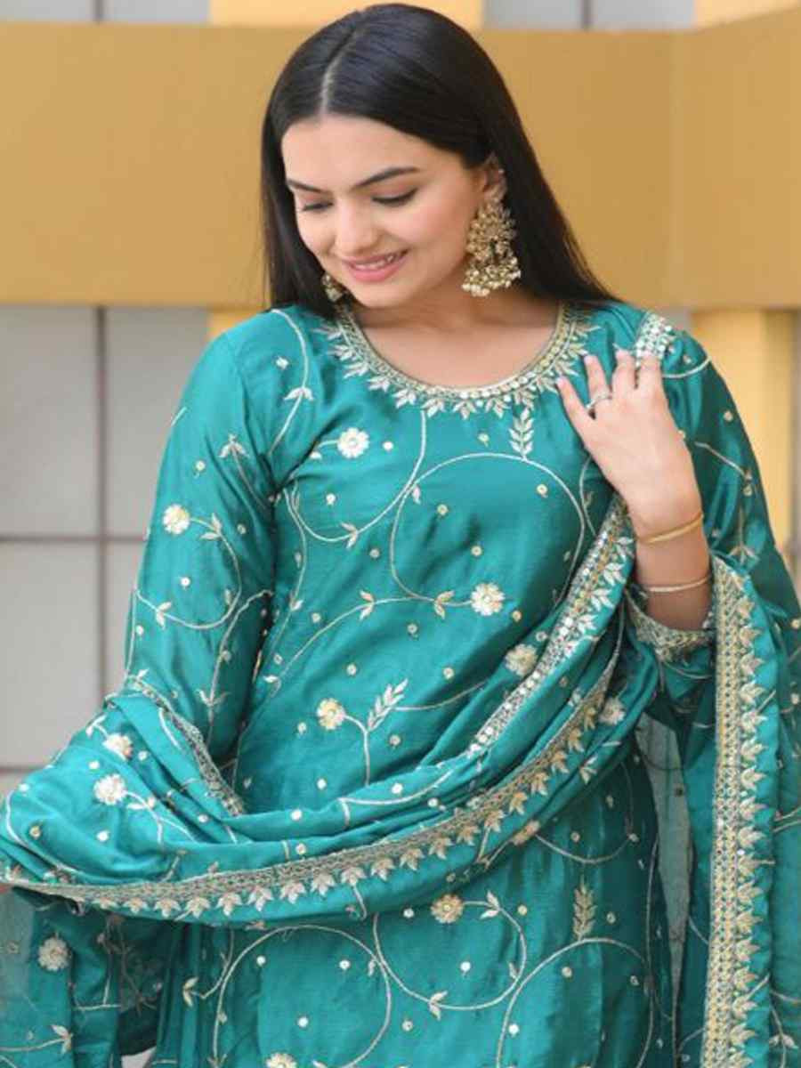 Rama Chinon Embroidered Party Casual Ready Palazzo Pant Salwar Kameez