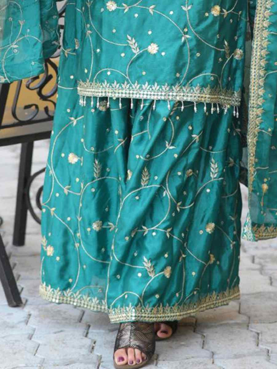 Rama Chinon Embroidered Party Casual Ready Palazzo Pant Salwar Kameez
