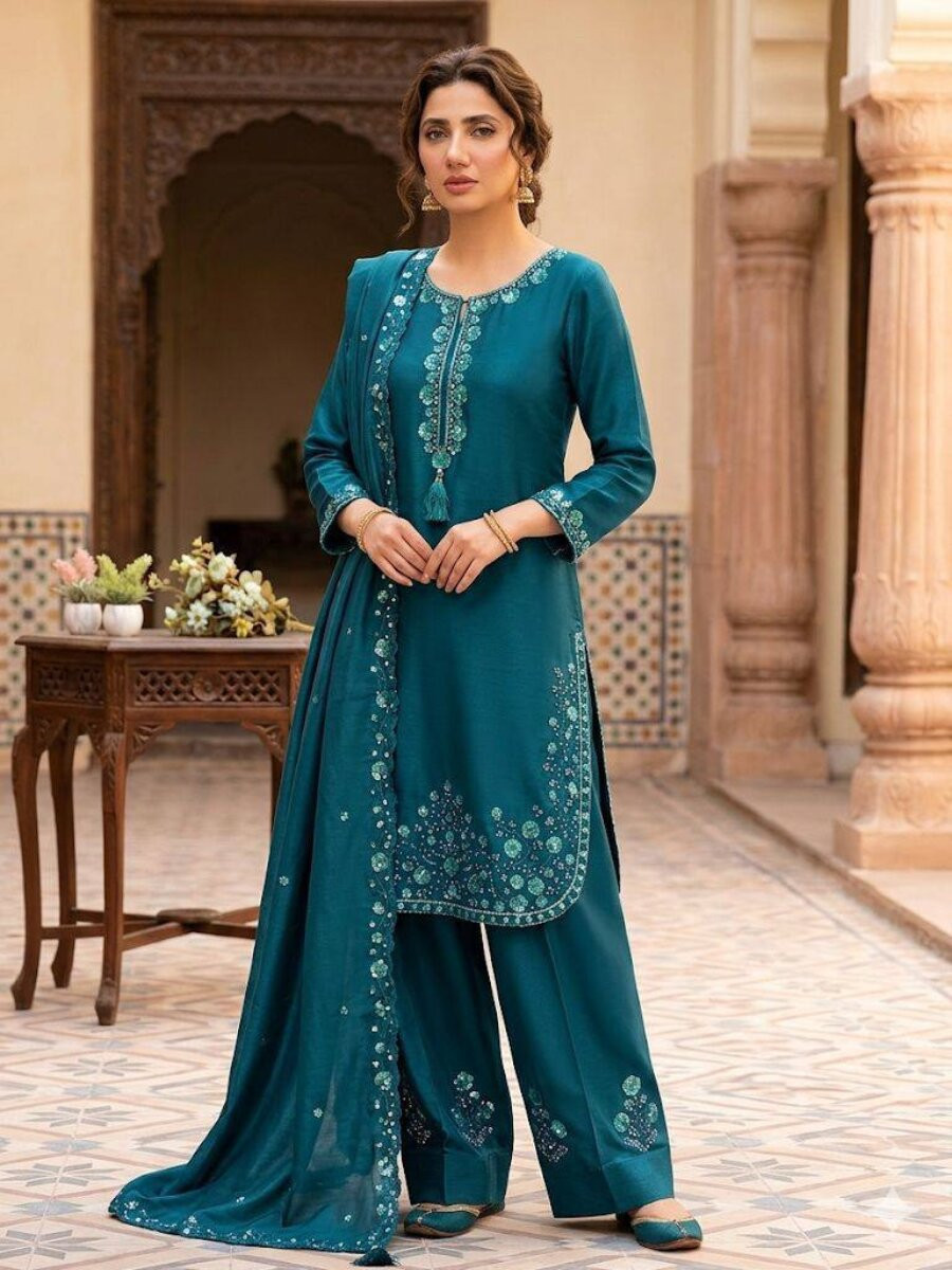 Rama Chinon Embroidery Wedding Party Festival Casual Ready Palazzo Pant Salwar Kameez