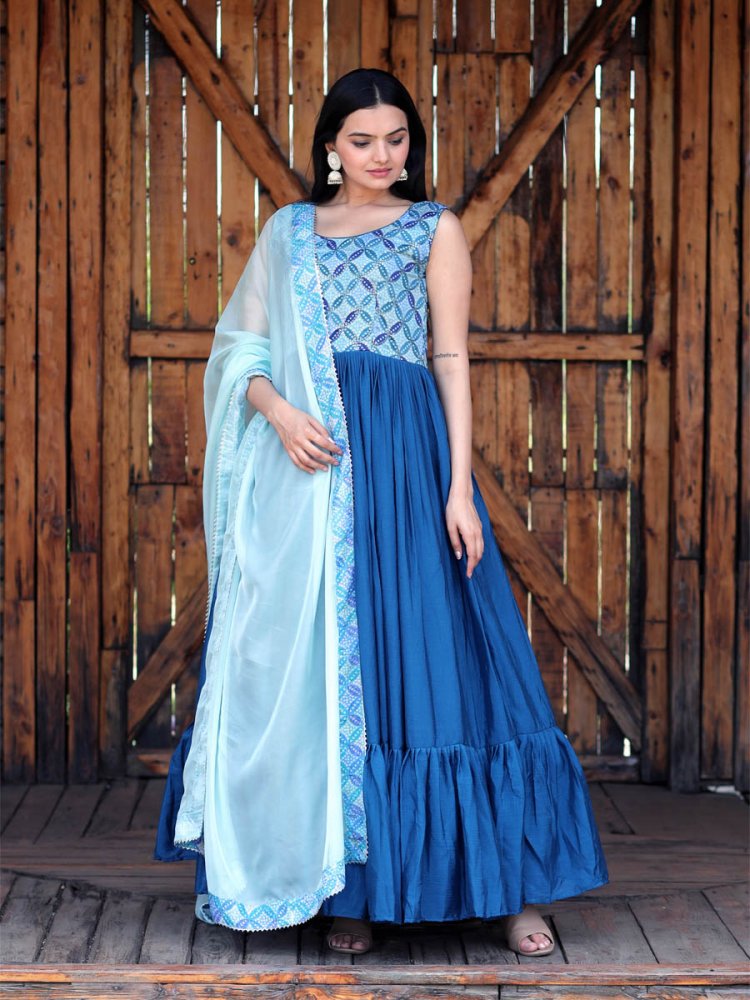 Rama Chinon Printed Festival Party Gown
