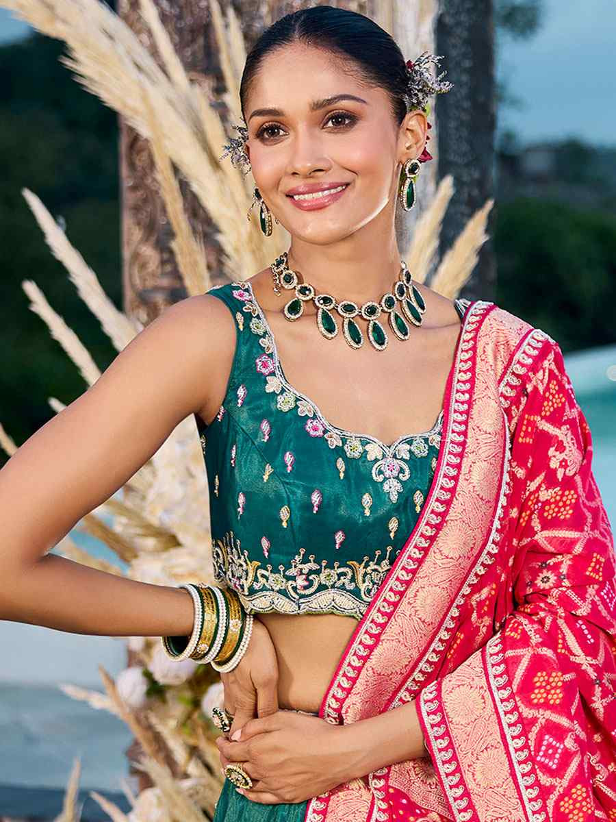 Rama Cosmos Silk Embroidered Wedding Reception Festival Heavy Border Lehenga Choli