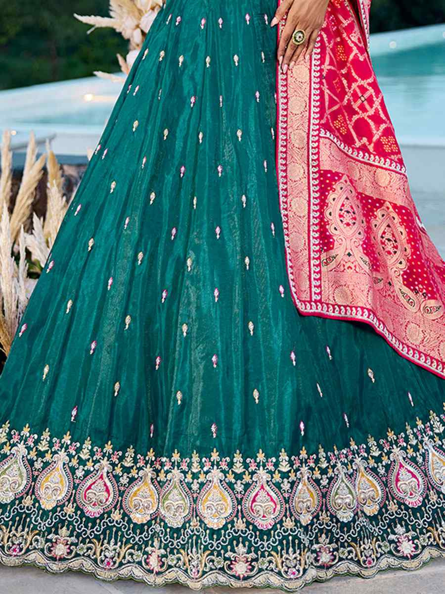Rama Cosmos Silk Embroidered Wedding Reception Festival Heavy Border Lehenga Choli