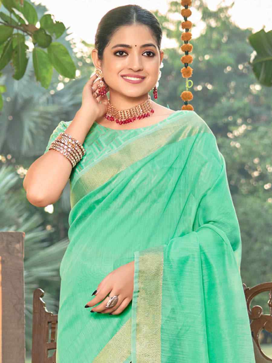 Rama Cotton Handwoven Casual Festival Heavy Border Saree