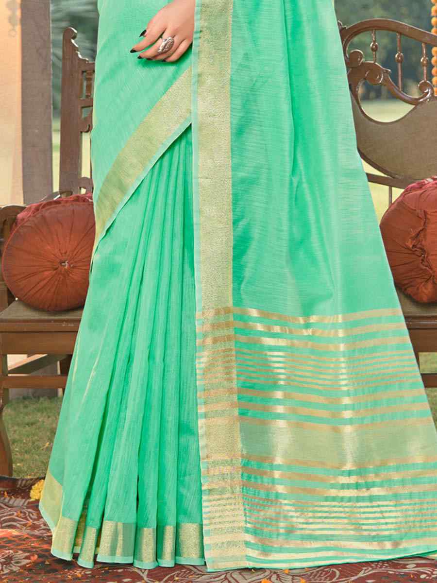 Rama Cotton Handwoven Casual Festival Heavy Border Saree