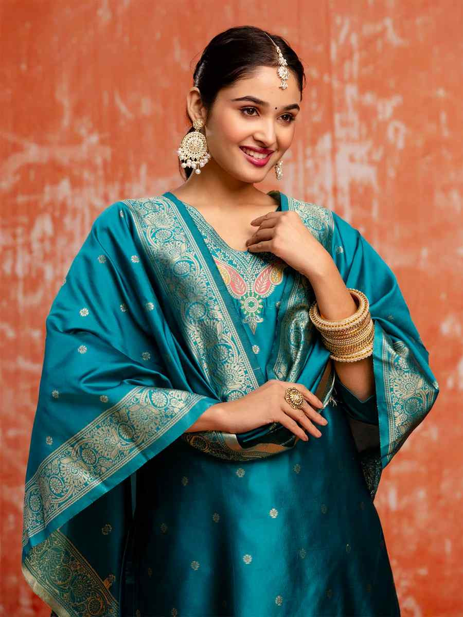 Rama Cotton Silk Embroidered Festival Casual Ready Pant Salwar Kameez