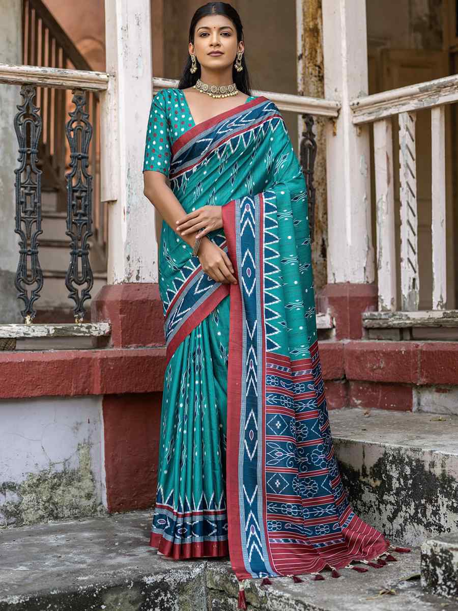 Rama Cotton Silk Handwoven Casual Festival Classic Style Saree