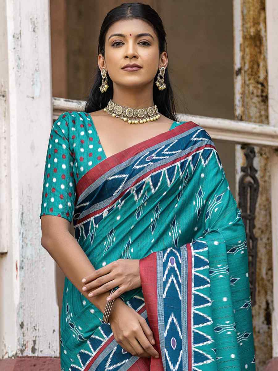 Rama Cotton Silk Handwoven Casual Festival Classic Style Saree