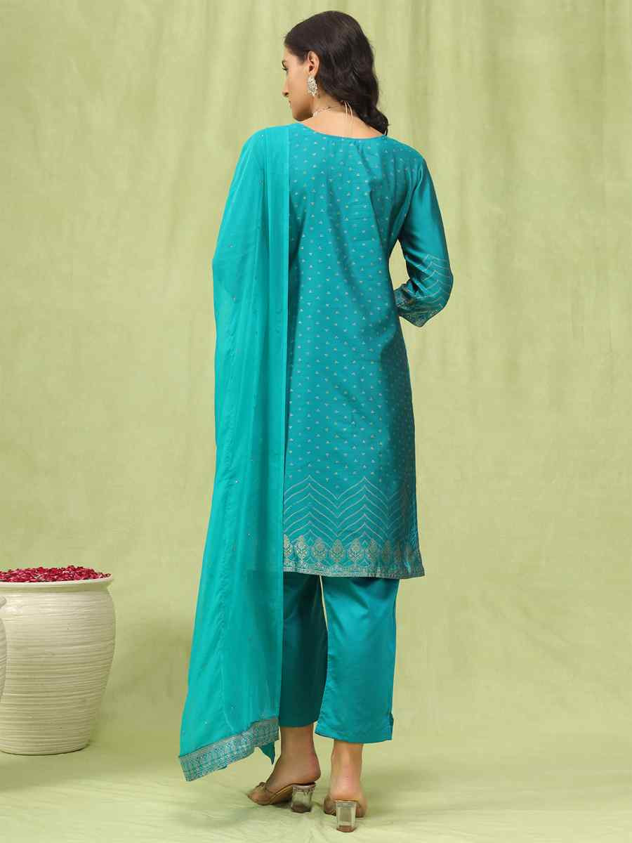Rama Cotton Silk Jacquard Embroidery Party Wedding Festival Casual Ready Pant Salwar Kameez