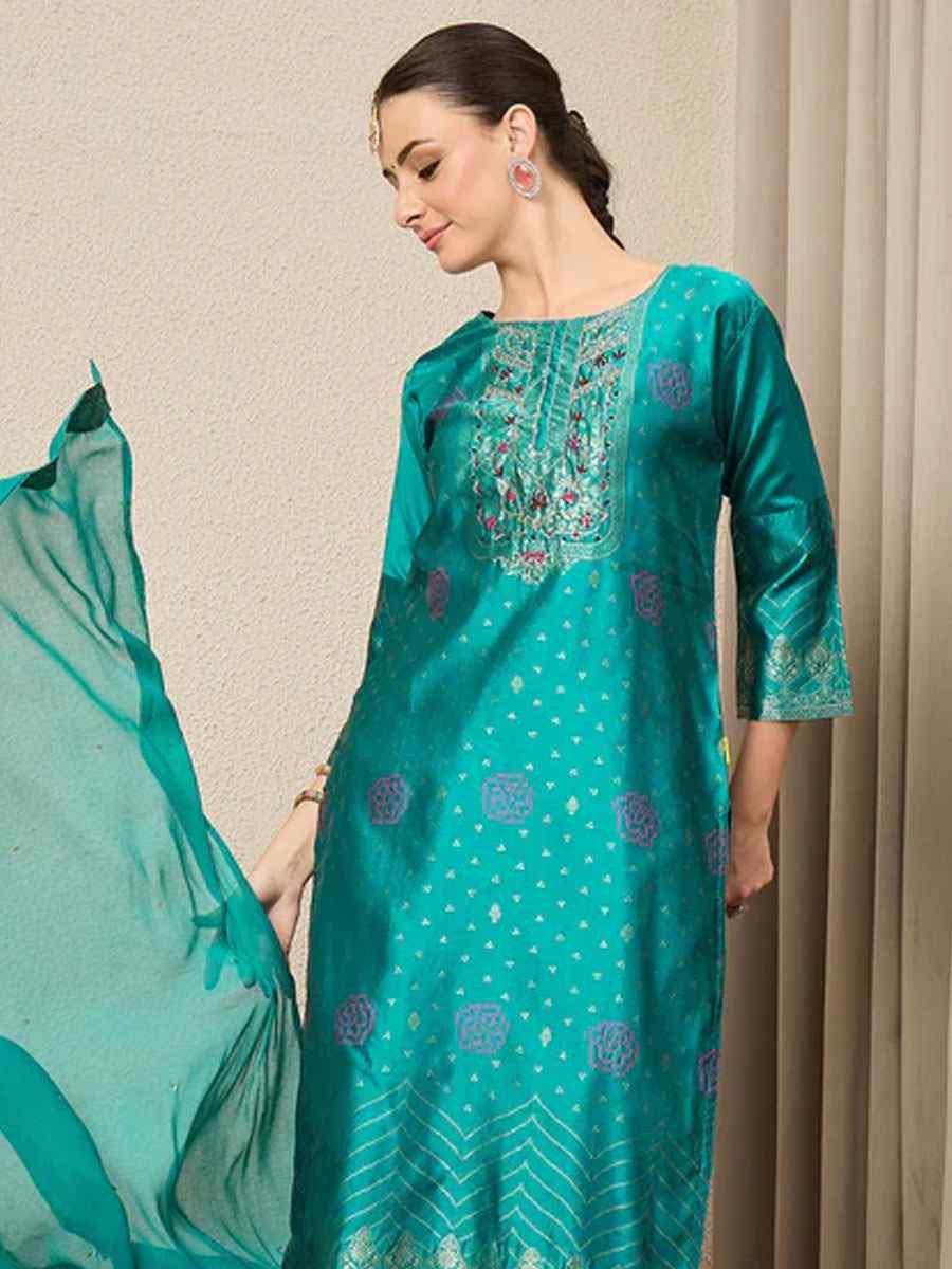 Rama Cotton Silk Jacquard Handwoven Party Wedding Festival Casual Ready Pant Salwar Kameez