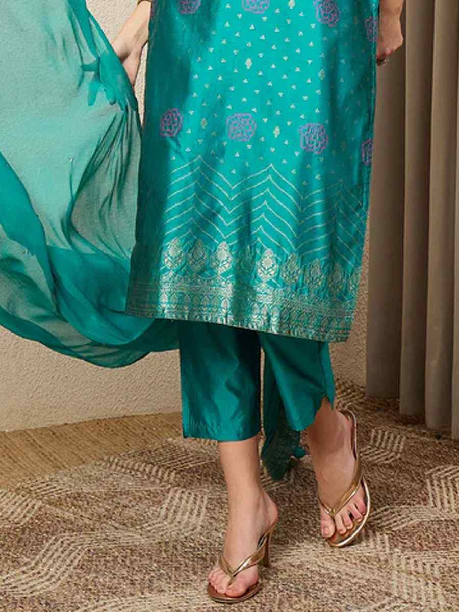 Rama Cotton Silk Jacquard Handwoven Party Wedding Festival Casual Ready Pant Salwar Kameez