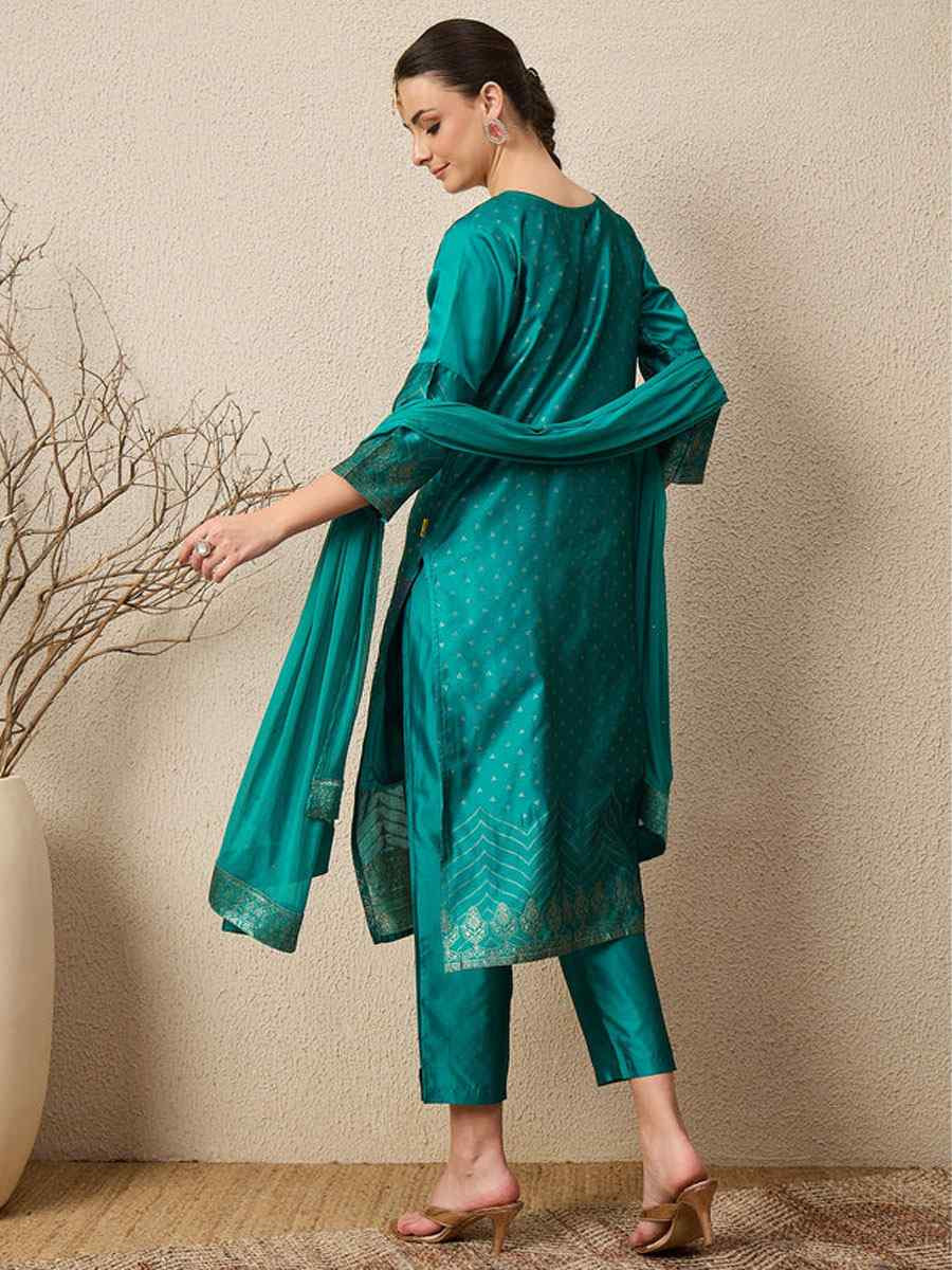 Rama Cotton Silk Jacquard Handwoven Party Wedding Festival Casual Ready Pant Salwar Kameez