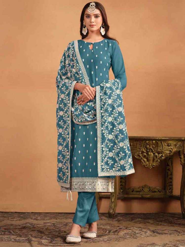 Rama Faux Georgette Embroidered Festival Casual Pant Salwar Kameez