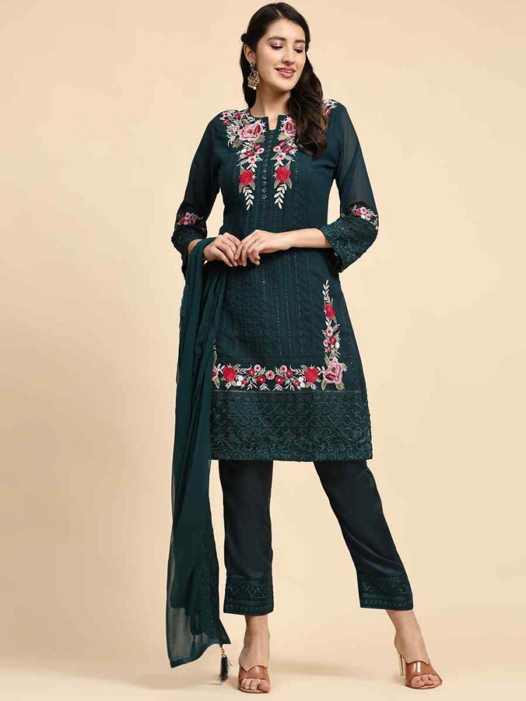 Rama Faux Georgette Embroidered Festival Party Pant Salwar Kameez
