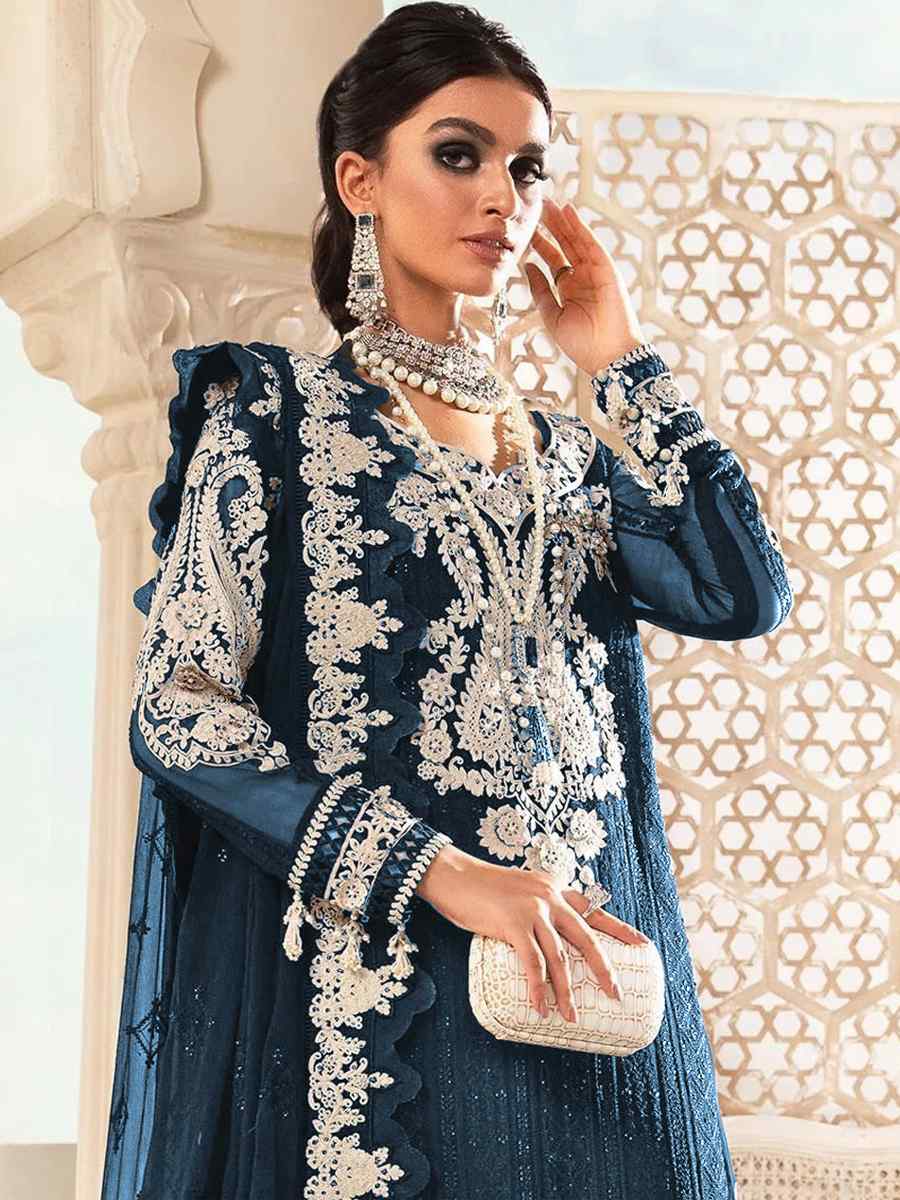 Rama Faux Georgette Embroidered Festival Wedding Palazzo Pant Salwar Kameez