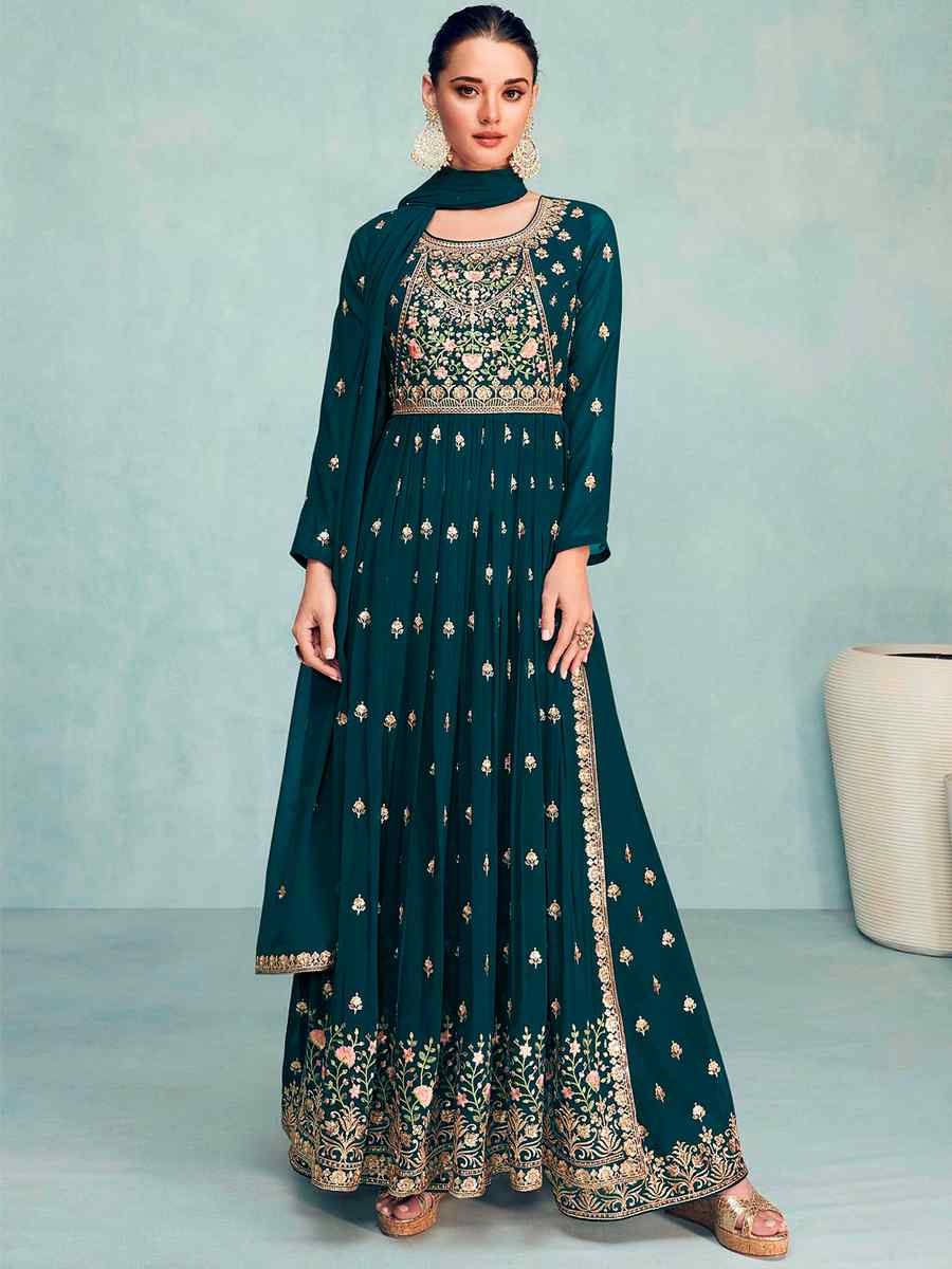 Rama Faux Georgette Embroidered Festival Wedding Palazzo Pant Salwar Kameez
