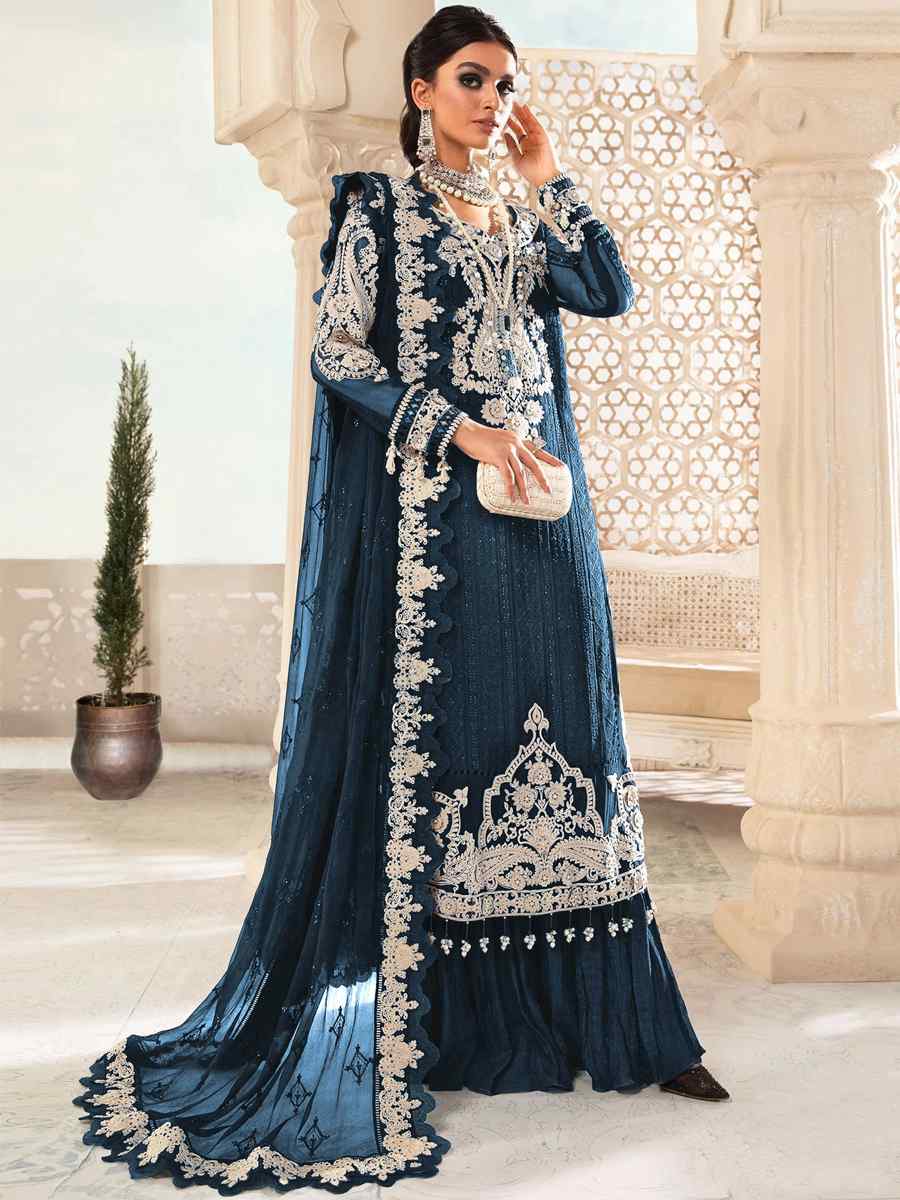 Rama Faux Georgette Embroidered Festival Wedding Palazzo Pant Salwar Kameez