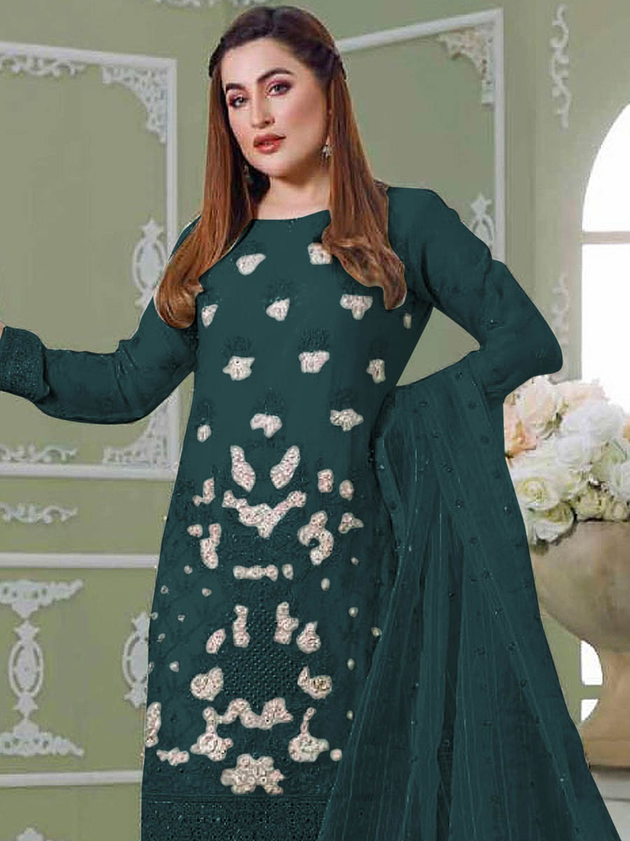 Rama Faux Georgette Embroidered Festival Wedding Pant Salwar Kameez