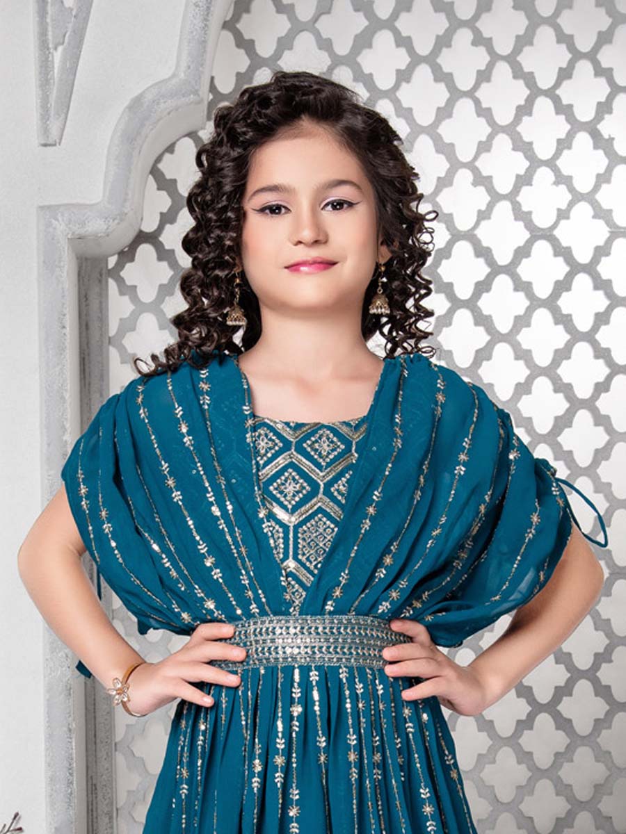 Rama Faux Georgette Embroidered Party Wedding Salwars Girls Wear