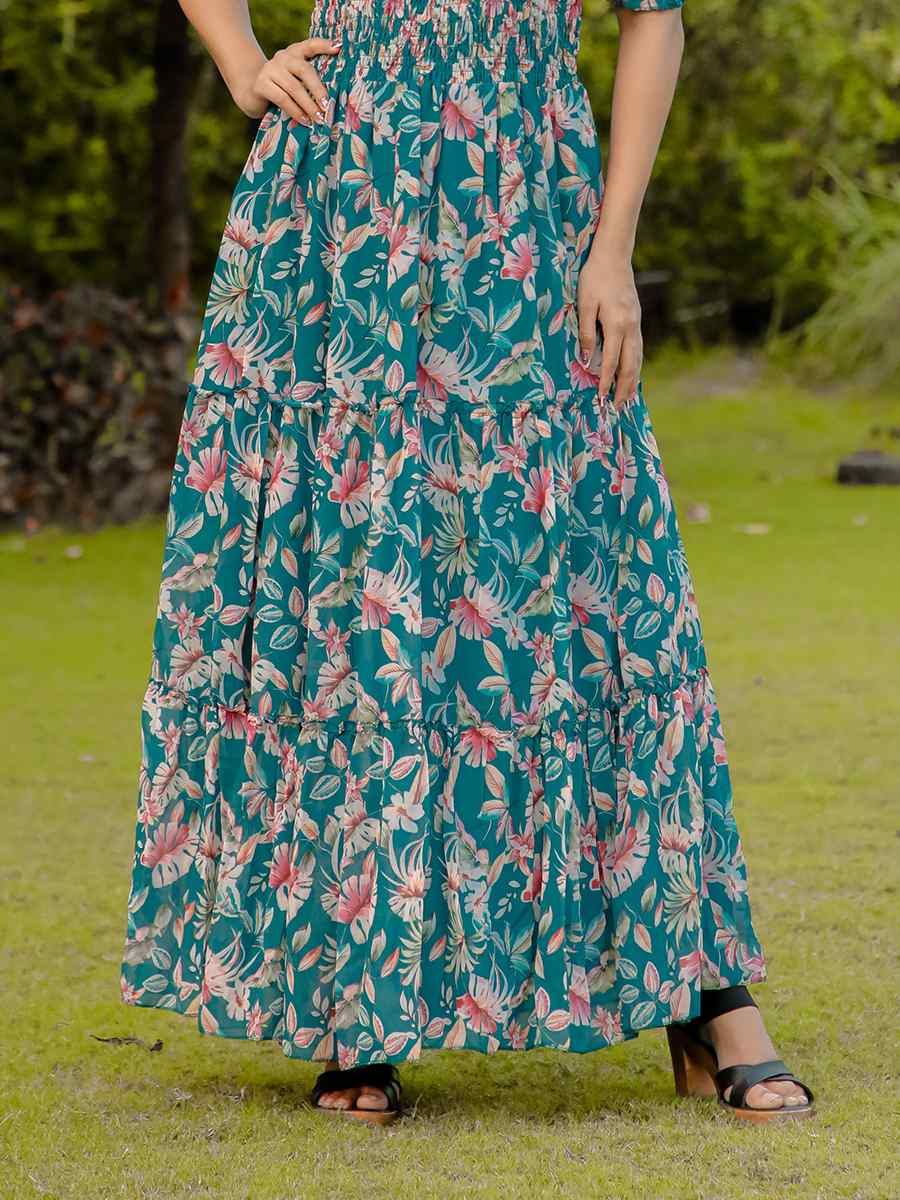 Rama Faux Georgette Printed Festival Casual Gown