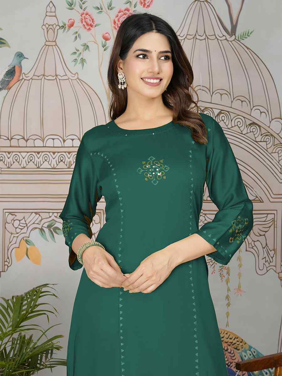 Rama Gajji Silk Printed Festival Casual Kurti