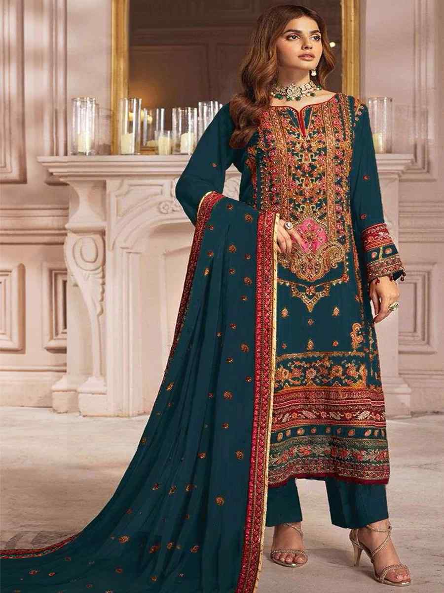 Rama Georgette Embroidered Festival Casual Pant Salwar Kameez