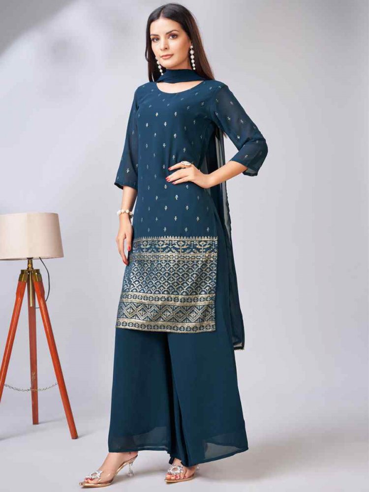 Rama Georgette Embroidered Festival Casual Ready Palazzo Pant Salwar Kameez