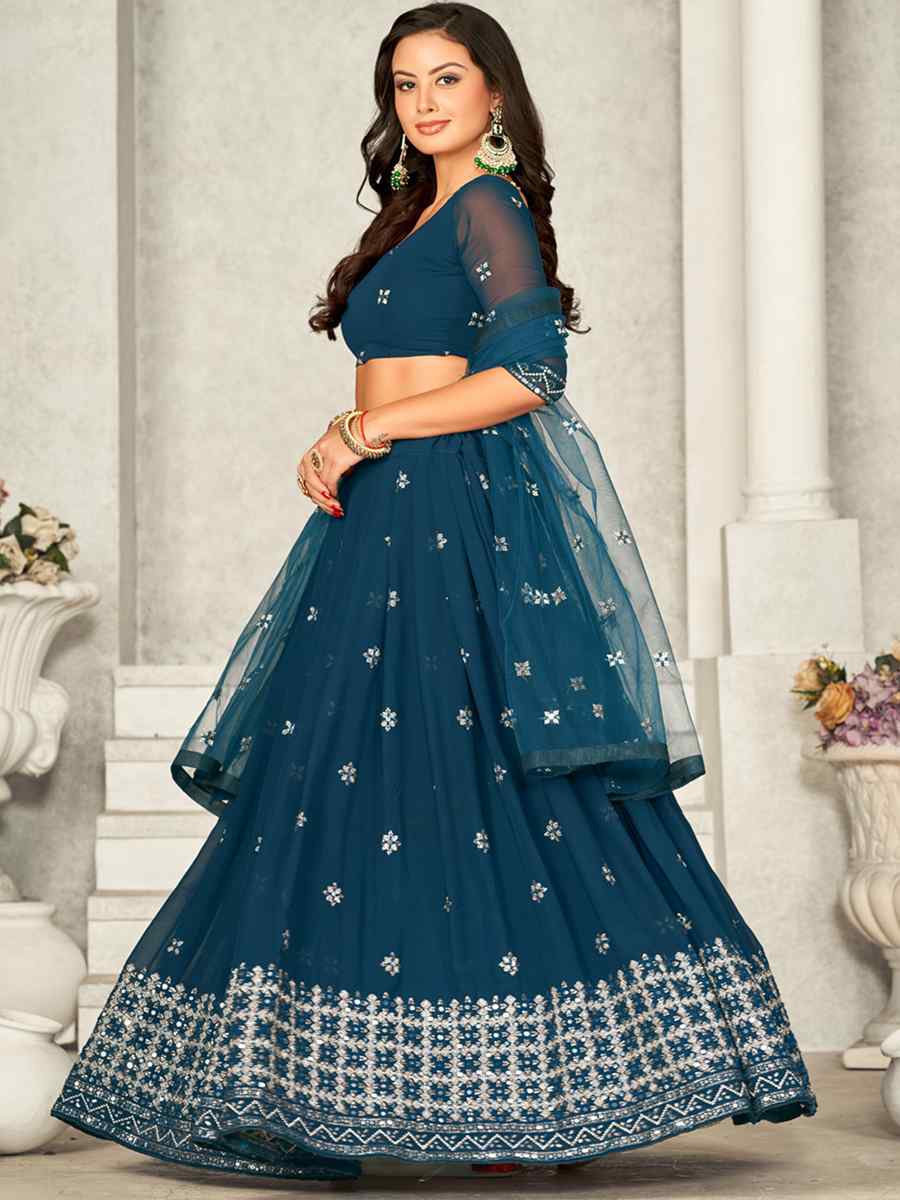 Rama Georgette Embroidered Festival Wedding Circular Lehenga Choli