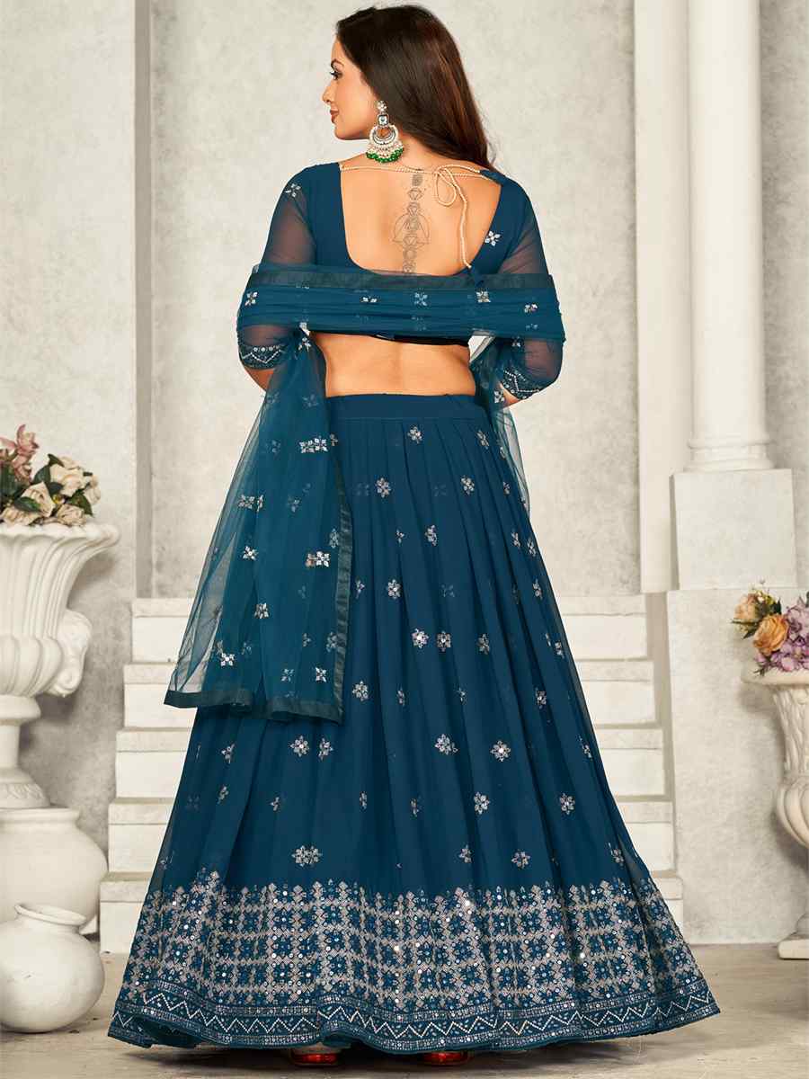 Rama Georgette Embroidered Festival Wedding Circular Lehenga Choli