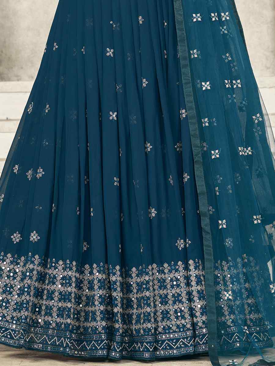Rama Georgette Embroidered Festival Wedding Circular Lehenga Choli