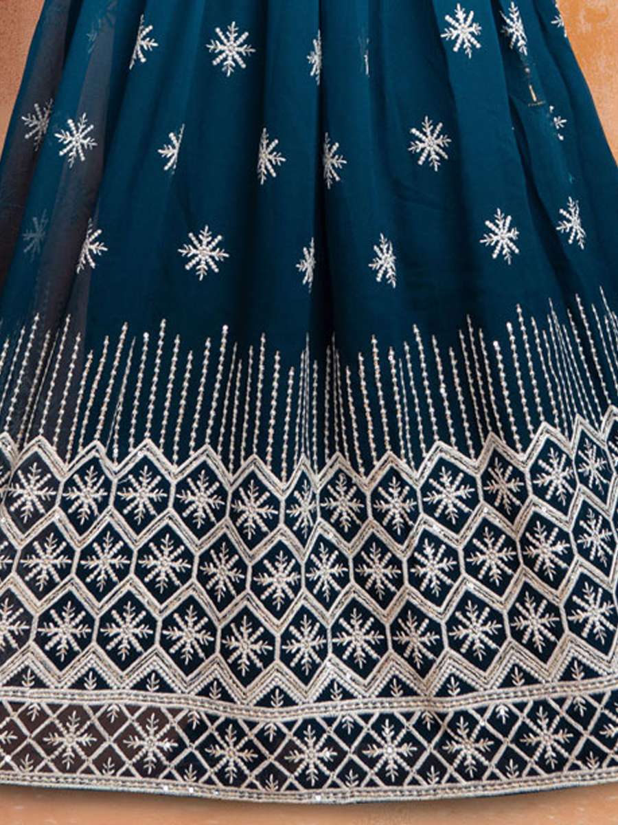 Rama Georgette Embroidered Wedding Festival Lehengas Girls Wear