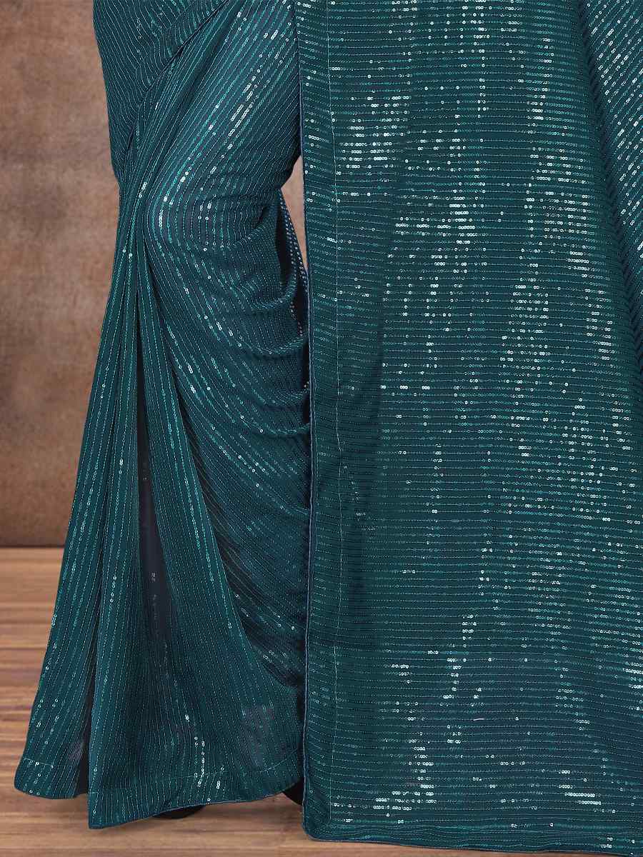 Rama Georgette Sequins Party Festival Classic Style Saree